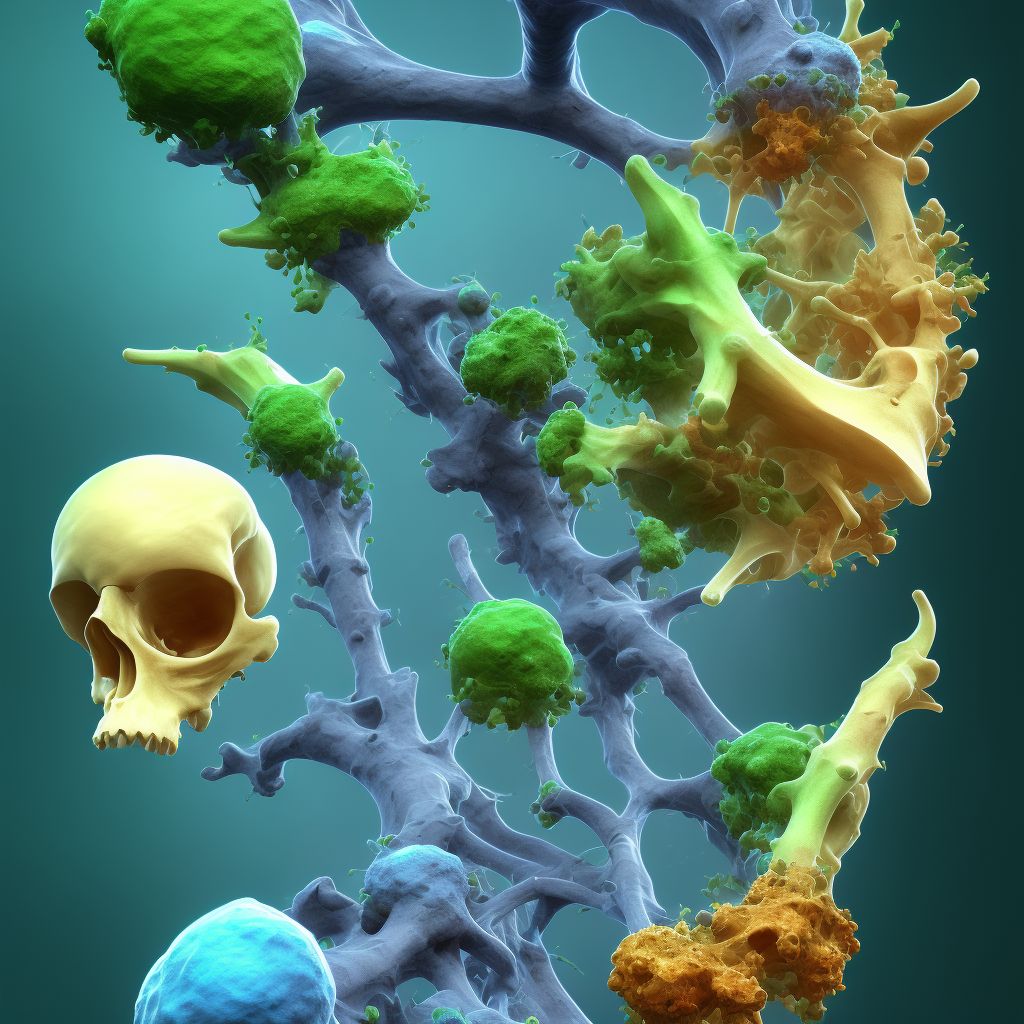 Hypertrophy of bone, right tibia digital illustration