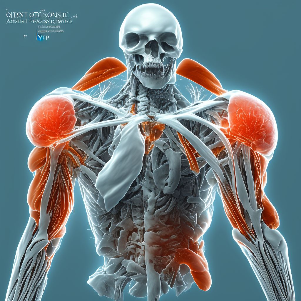 Osteolysis, right upper arm digital illustration