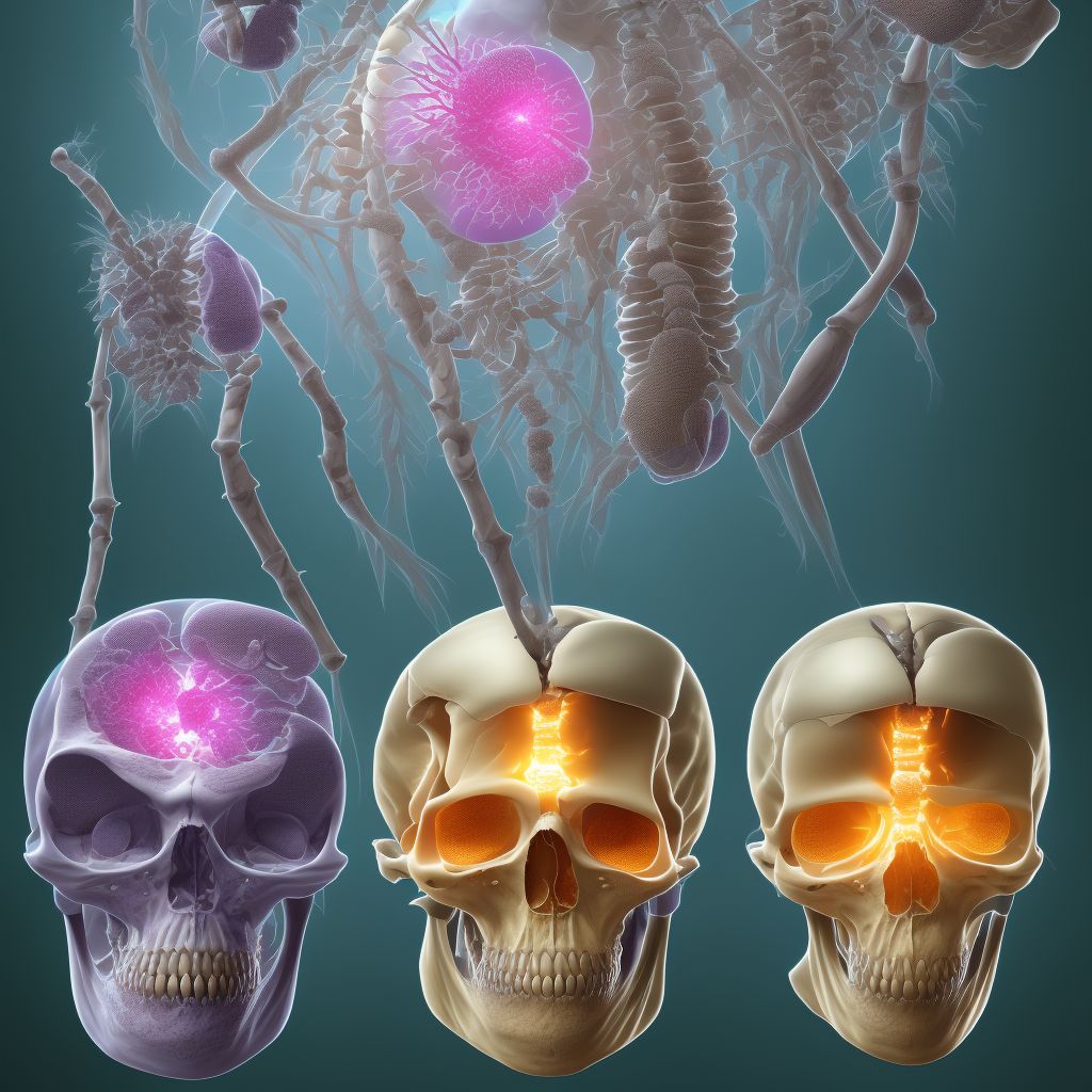 Osteopathy after poliomyelitis, right thigh digital illustration