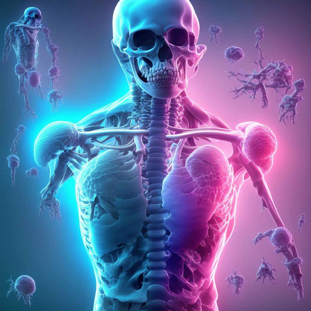 Osteonecrosis in diseases classified elsewhere, right thigh digital illustration