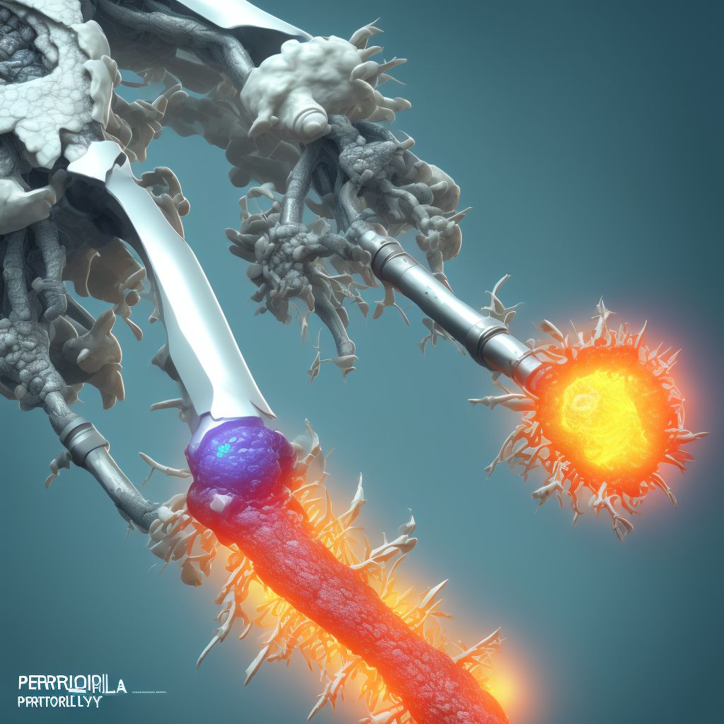 Periprosthetic fracture around internal prosthetic right hip joint, sequela digital illustration