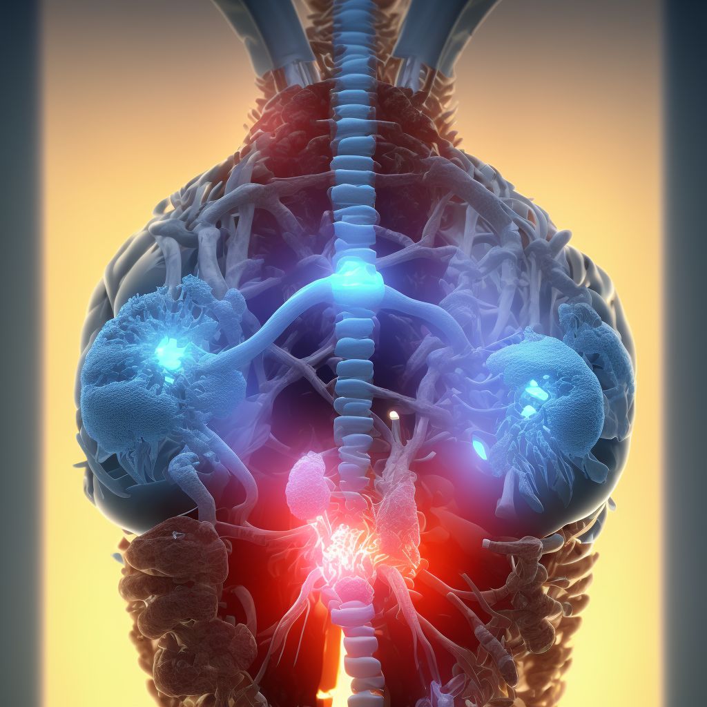 Periprosthetic fracture around internal prosthetic left hip joint, initial encounter digital illustration