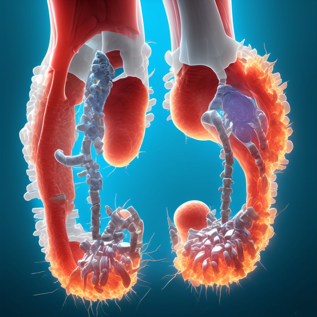 Periprosthetic fracture around internal prosthetic left ankle joint, subsequent encounter digital illustration