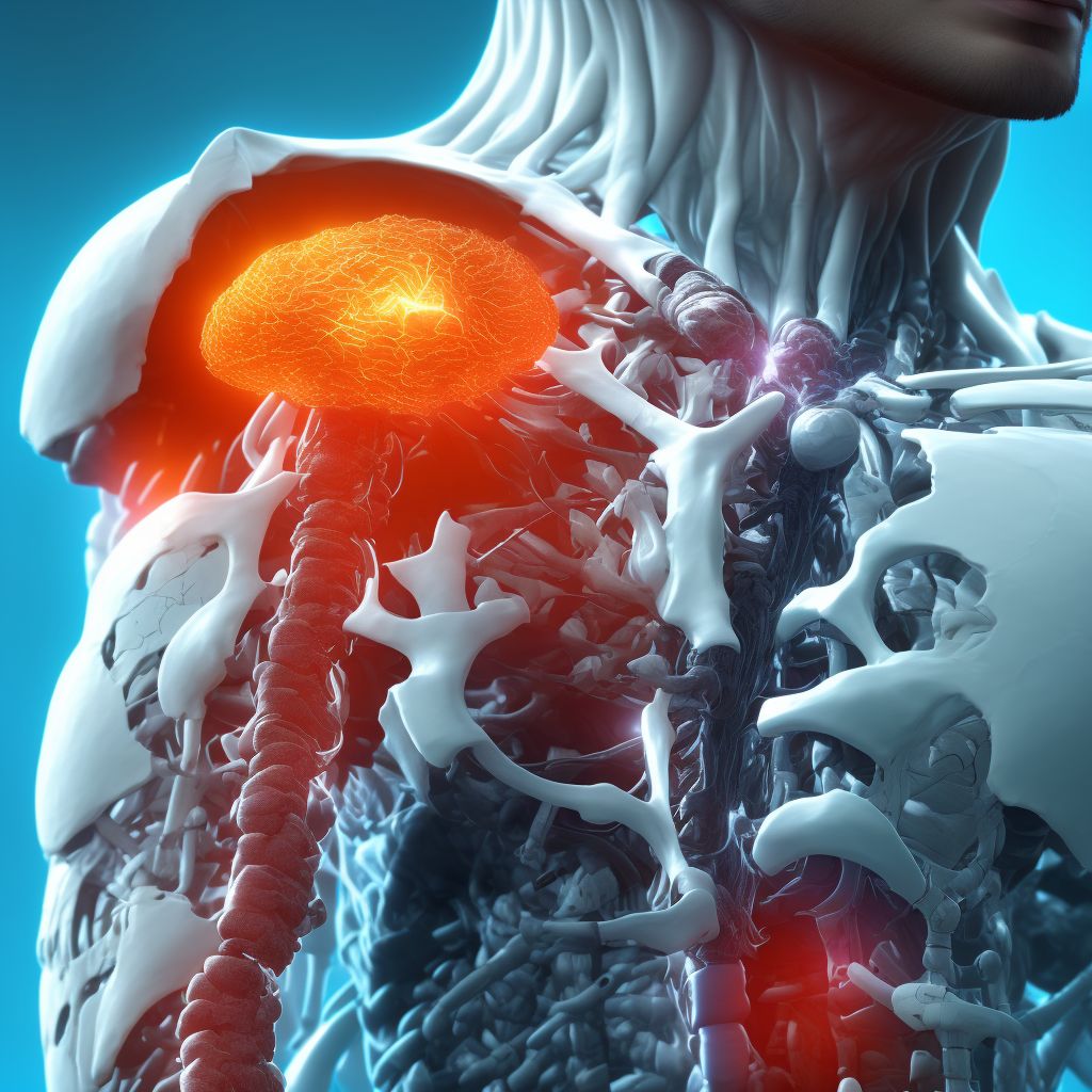 Periprosthetic fracture around internal prosthetic left shoulder joint, subsequent encounter digital illustration