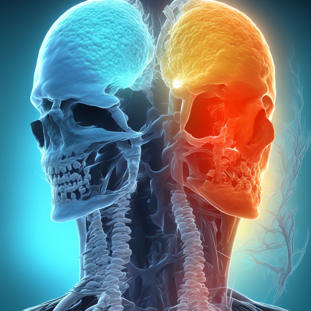 Osseous and subluxation stenosis of intervertebral foramina of head region digital illustration