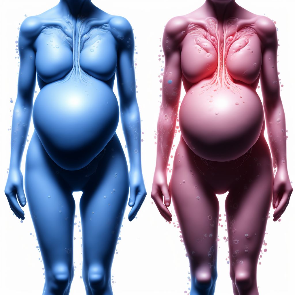 Twin pregnancy, unspecified number of placenta and unspecified number of amniotic sacs, first trimester digital illustration