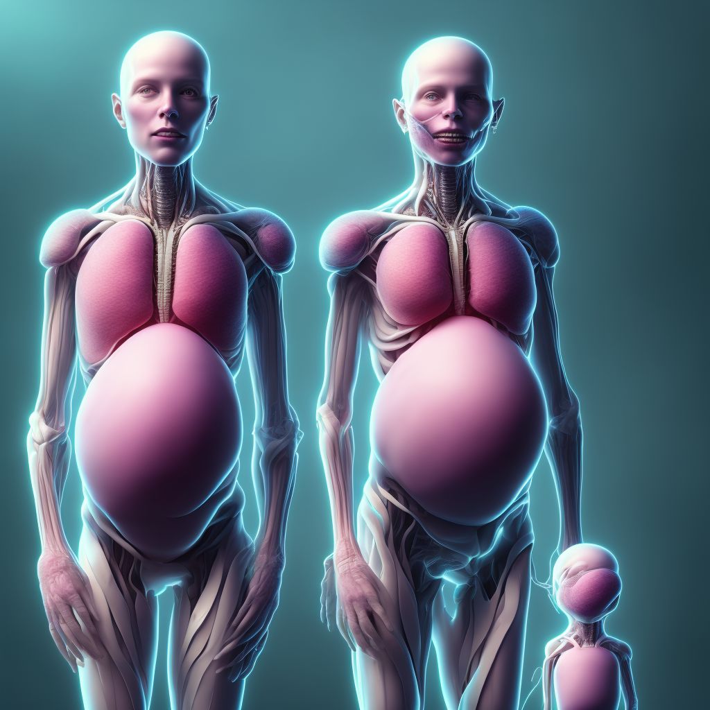 Twin pregnancy, monochorionic/monoamniotic, first trimester digital illustration