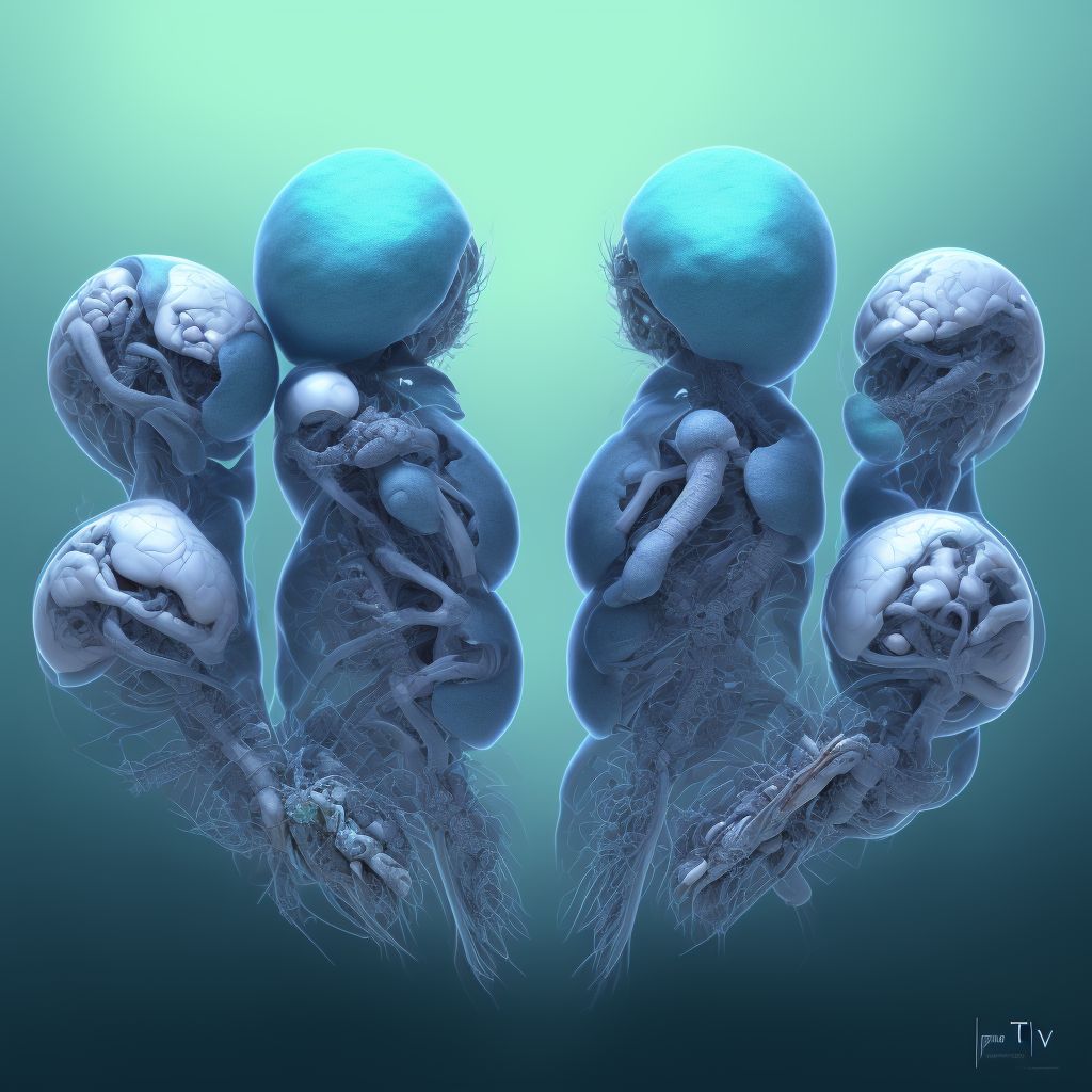 Conjoined twin pregnancy, first trimester digital illustration