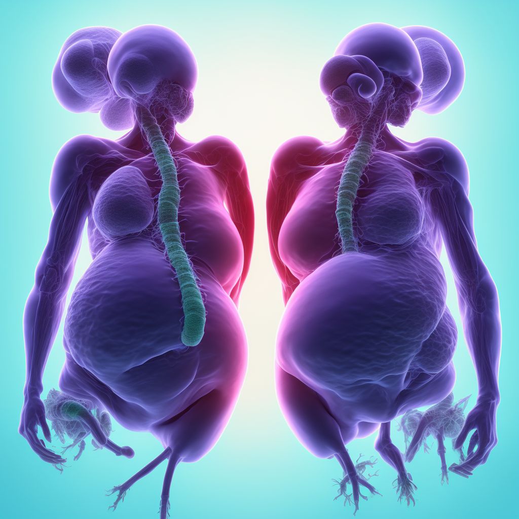 Conjoined twin pregnancy, unspecified trimester digital illustration