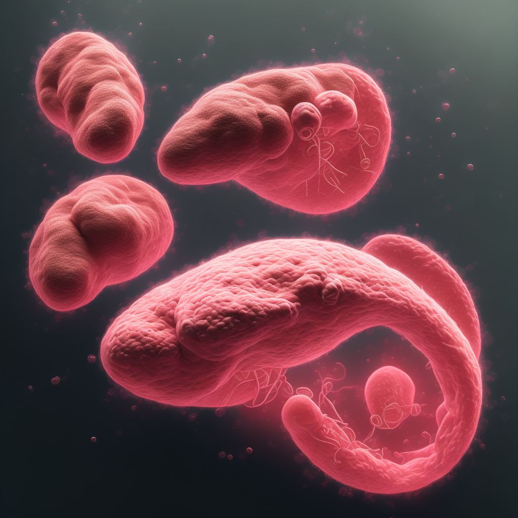 Triplet pregnancy, unable to determine number of placenta and number of amniotic sacs, unspecified trimester digital illustration