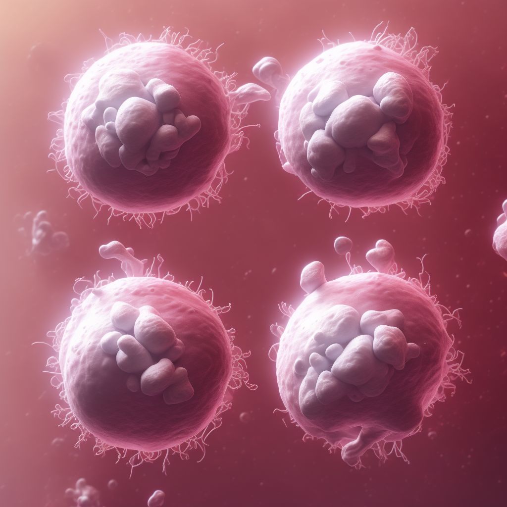 Quadruplet pregnancy, unable to determine number of placenta and number of amniotic sacs, first trimester digital illustration