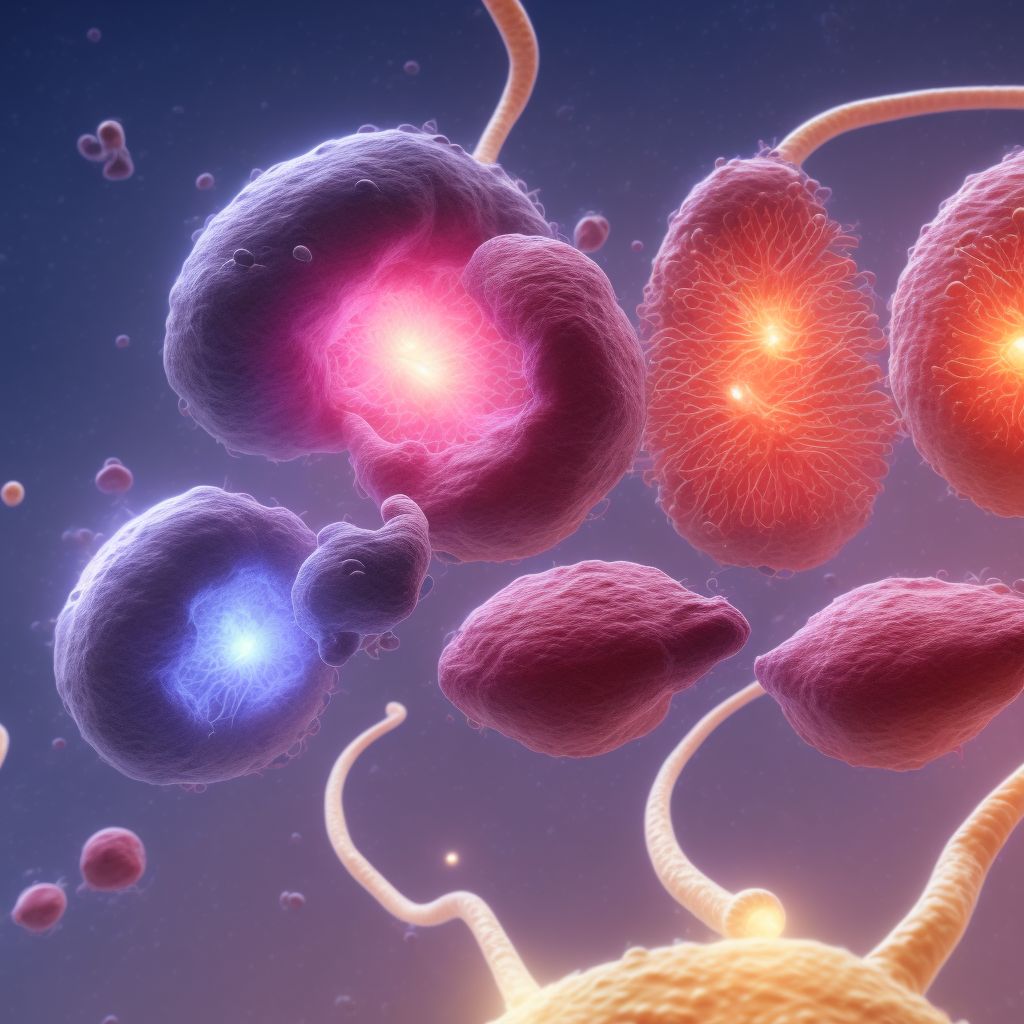 Quadruplet pregnancy, unable to determine number of placenta and number of amniotic sacs, second trimester digital illustration