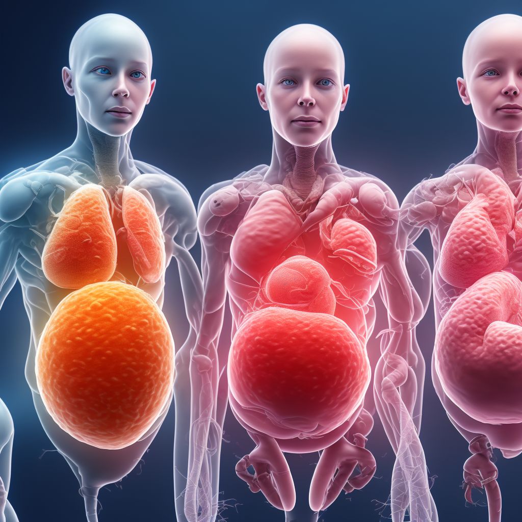 Quadruplet pregnancy, unable to determine number of placenta and number of amniotic sacs, unspecified trimester digital illustration