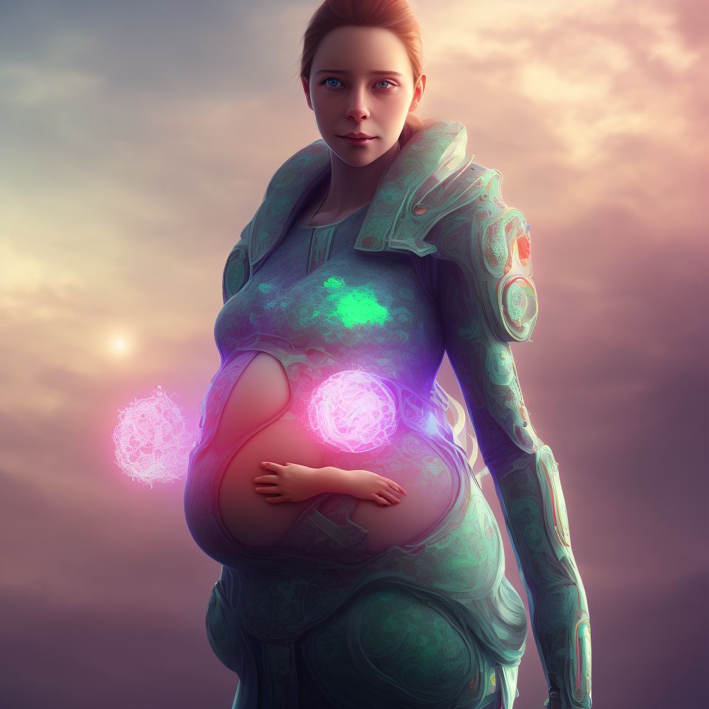 Continuing pregnancy after spontaneous abortion of one fetus or more, third trimester, fetus 5 digital illustration