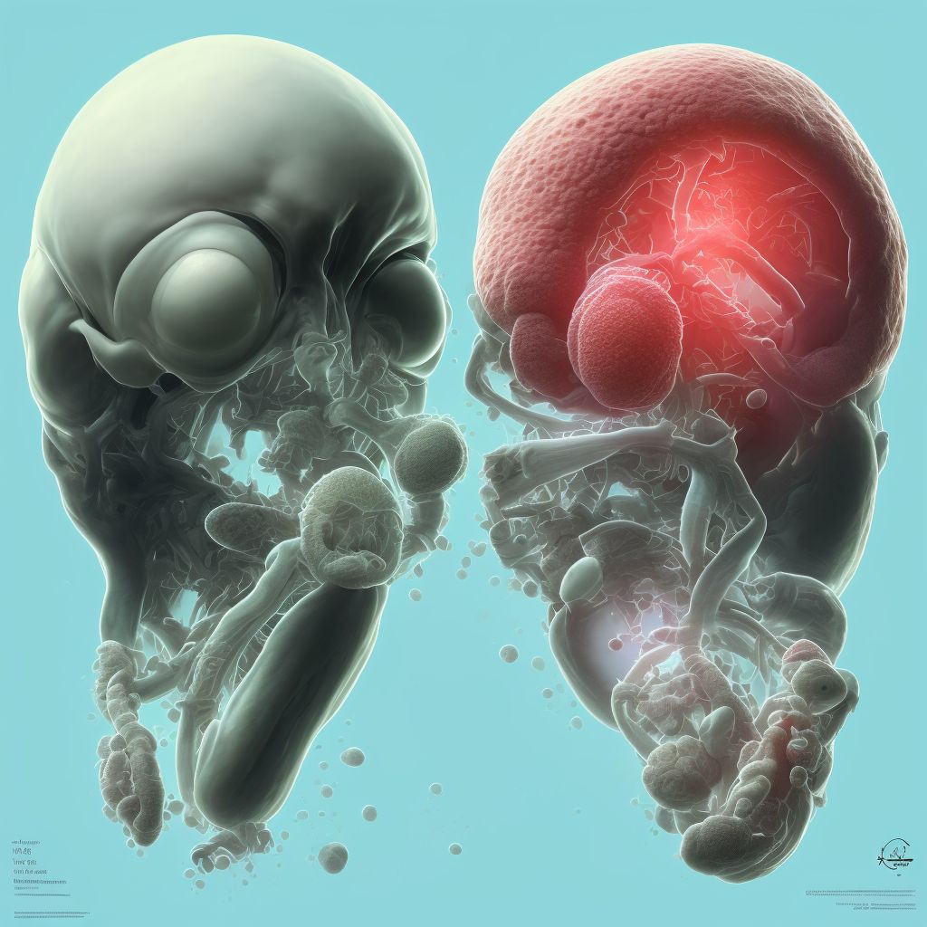 Maternal care for disproportion due to hydrocephalic fetus, fetus 3 digital illustration