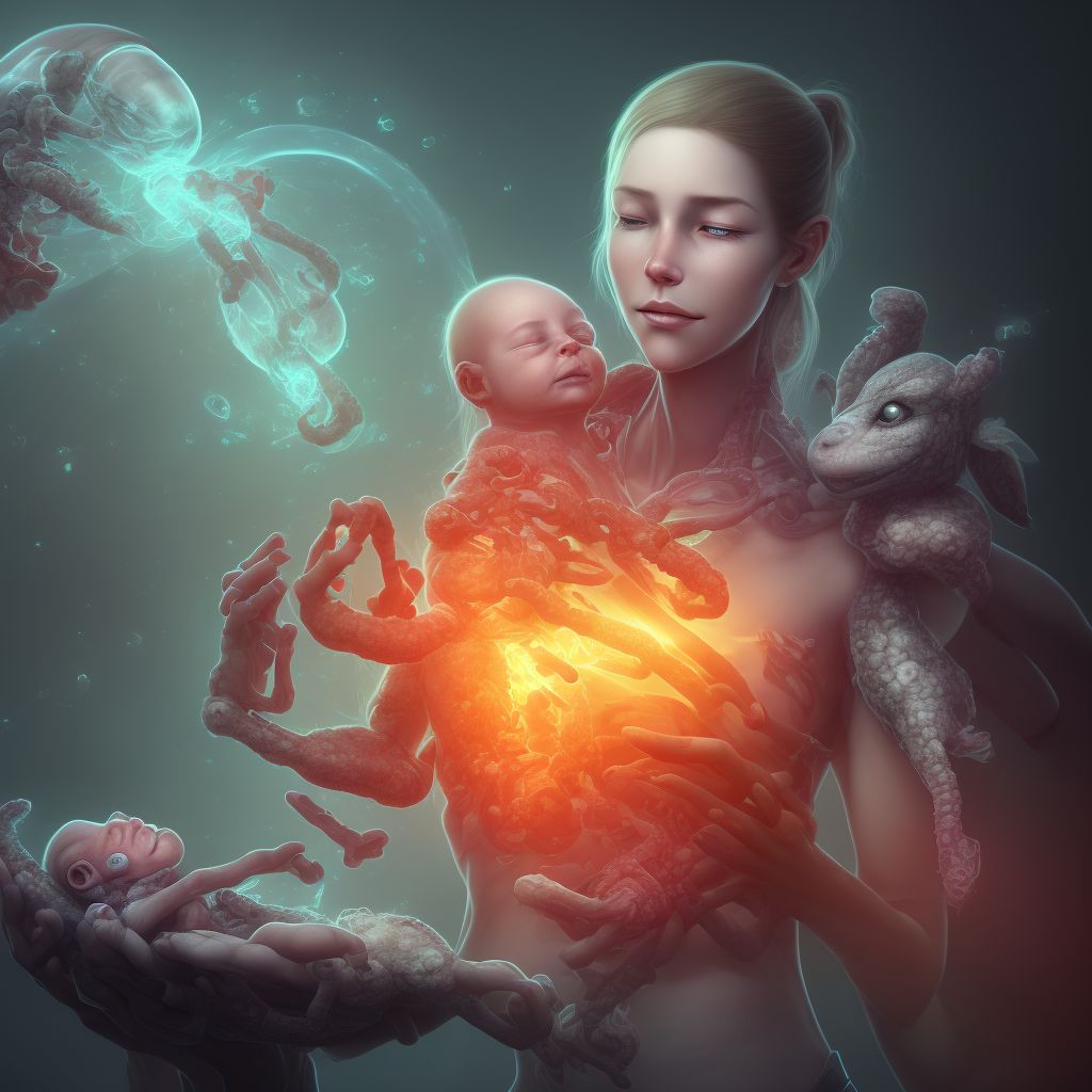 Maternal care for (suspected) damage to fetus from alcohol, fetus 3 digital illustration