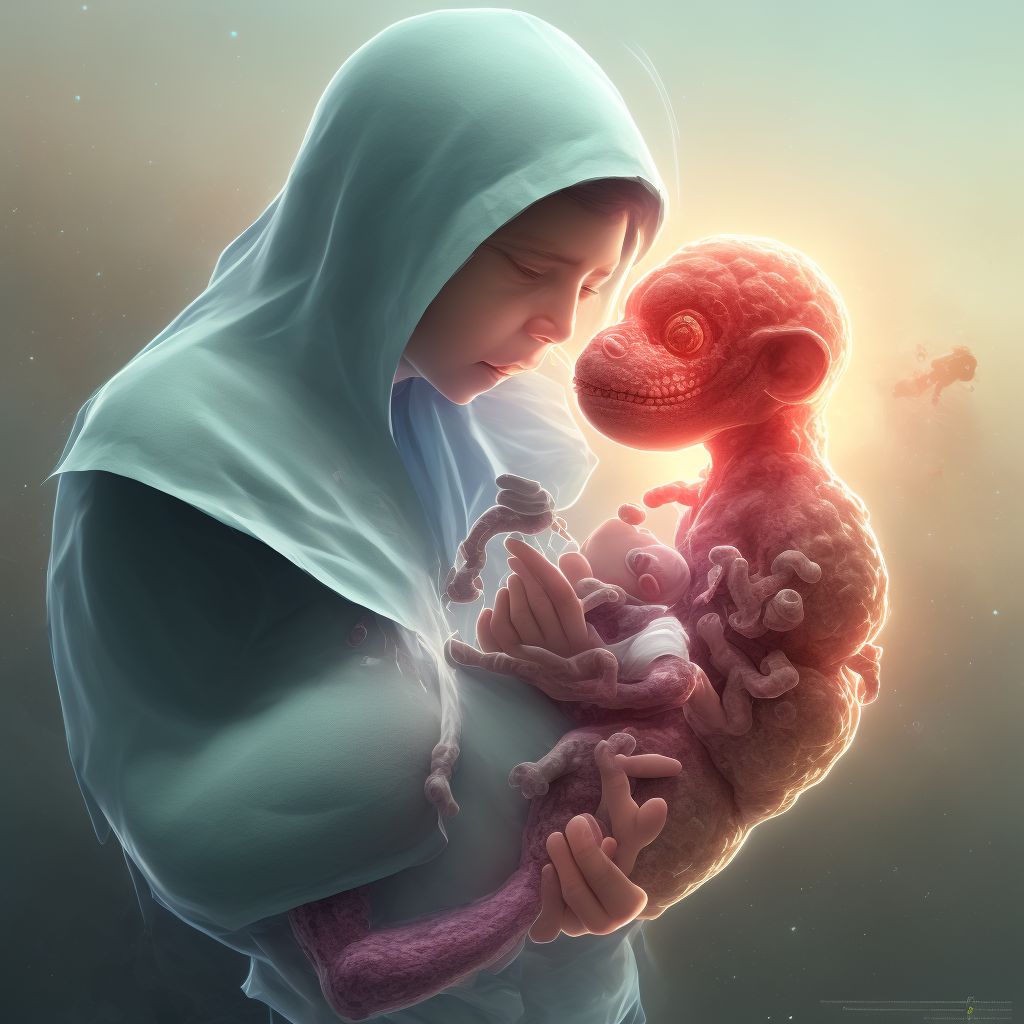 Maternal care for other specified fetal problems, second trimester, fetus 2 digital illustration