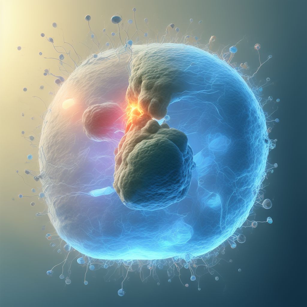 Preterm premature rupture of membranes, unspecified as to length of time between rupture and onset of labor, third trimester digital illustration