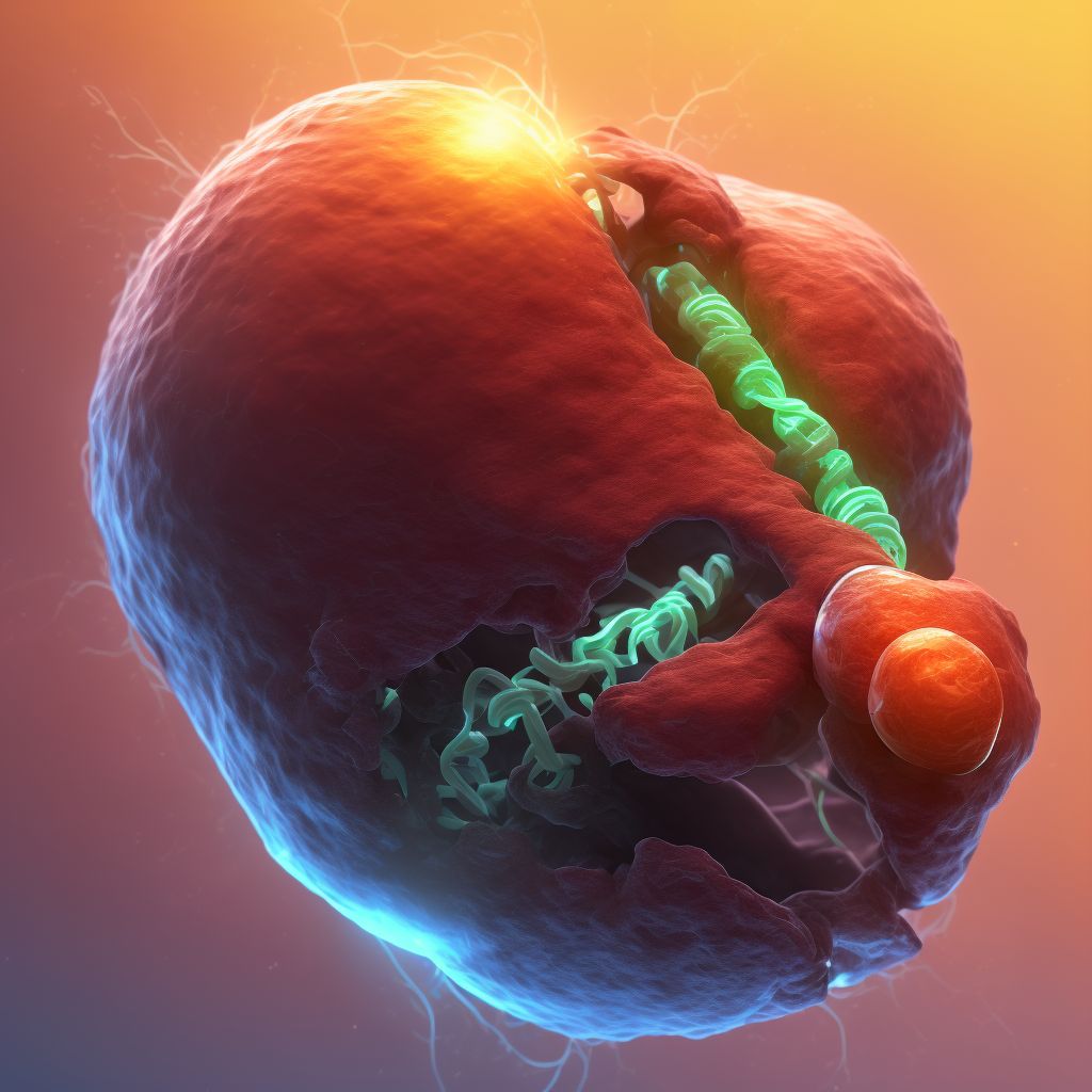 Velamentous insertion of umbilical cord, first trimester digital illustration