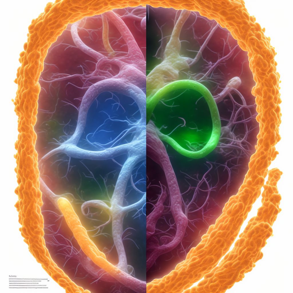 Complete placenta previa with hemorrhage, unspecified trimester digital illustration