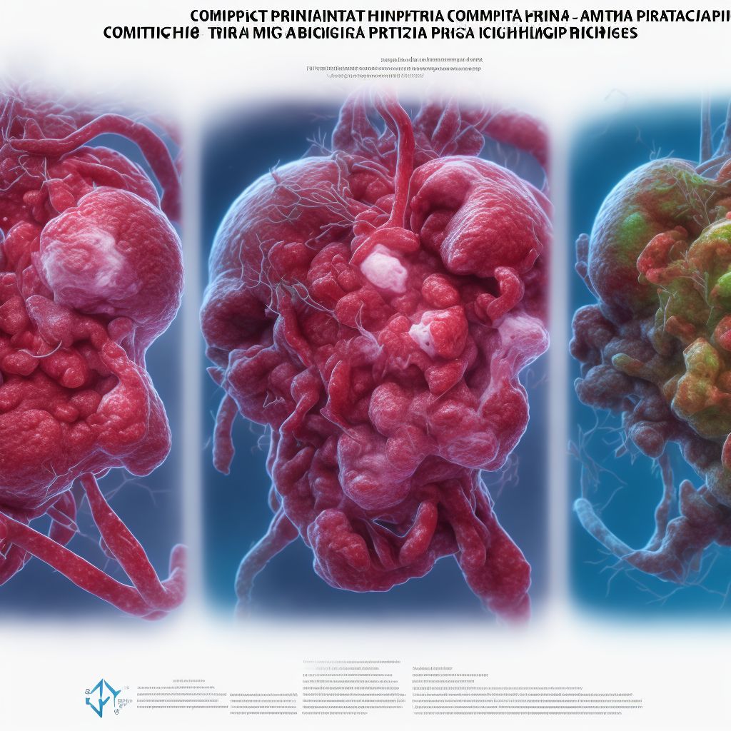 Complete placenta previa with hemorrhage, third trimester digital illustration