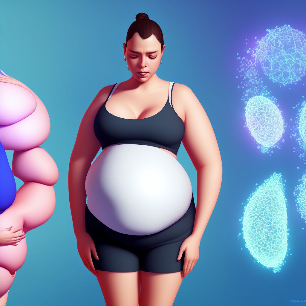 Obesity complicating pregnancy, first trimester digital illustration