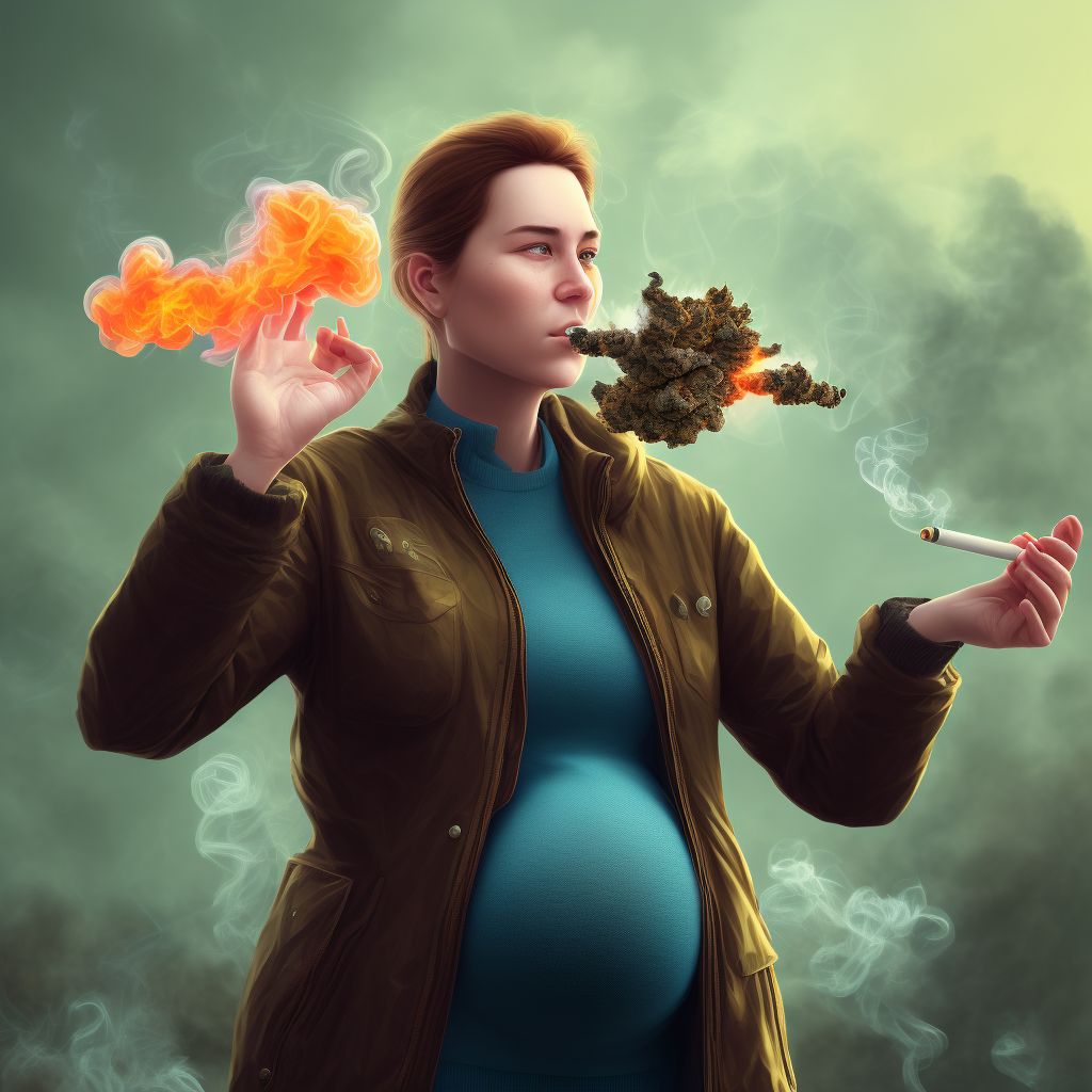 Smoking (tobacco) complicating pregnancy, second trimester digital illustration