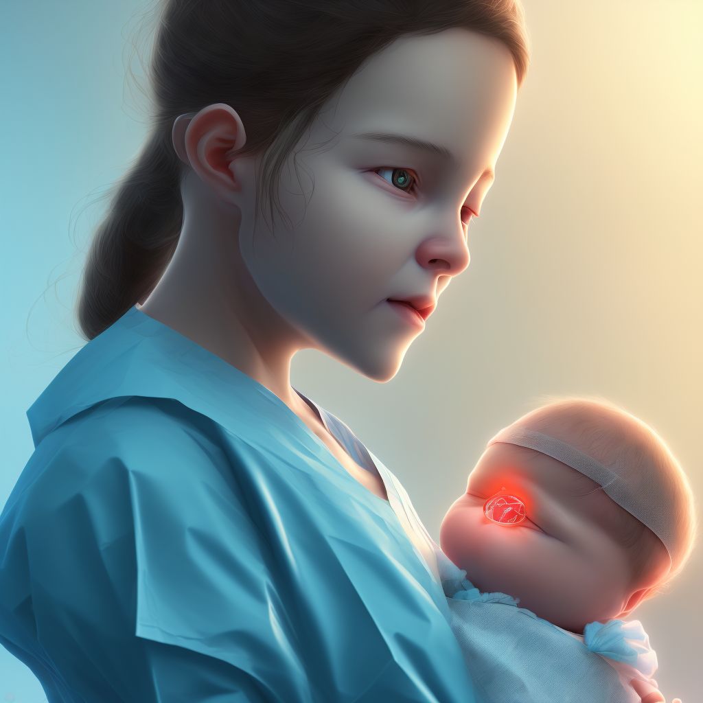 Newborn affected by surgical procedure on mother digital illustration