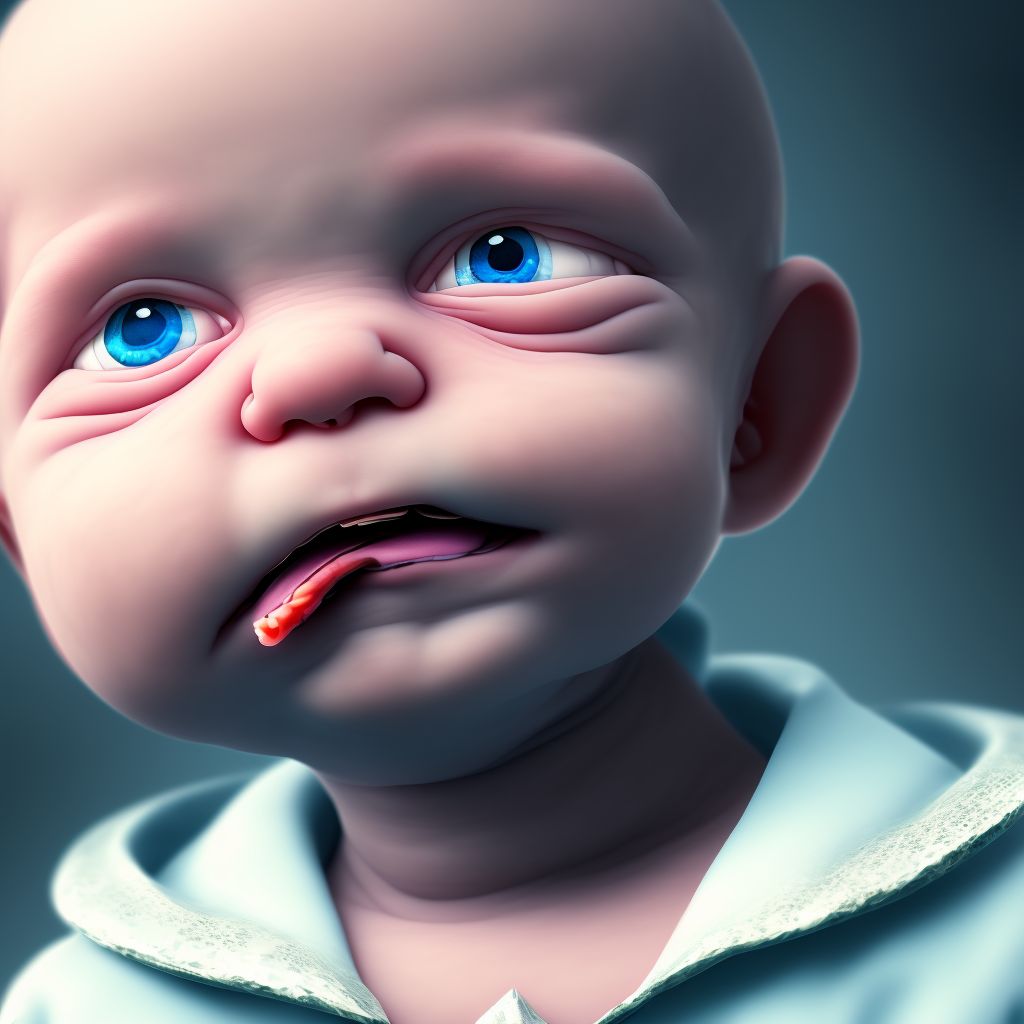 Newborn affected by periodontal disease in mother digital illustration