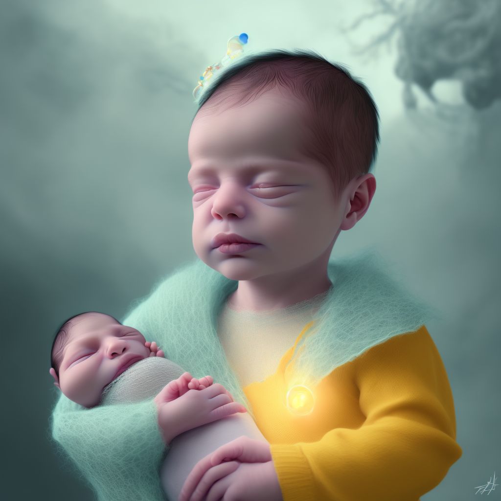 Newborn affected by multiple pregnancy digital illustration