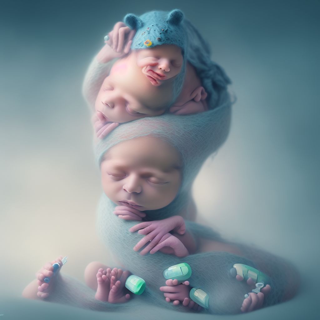 Newborn affected by maternal use of antidepressants digital illustration