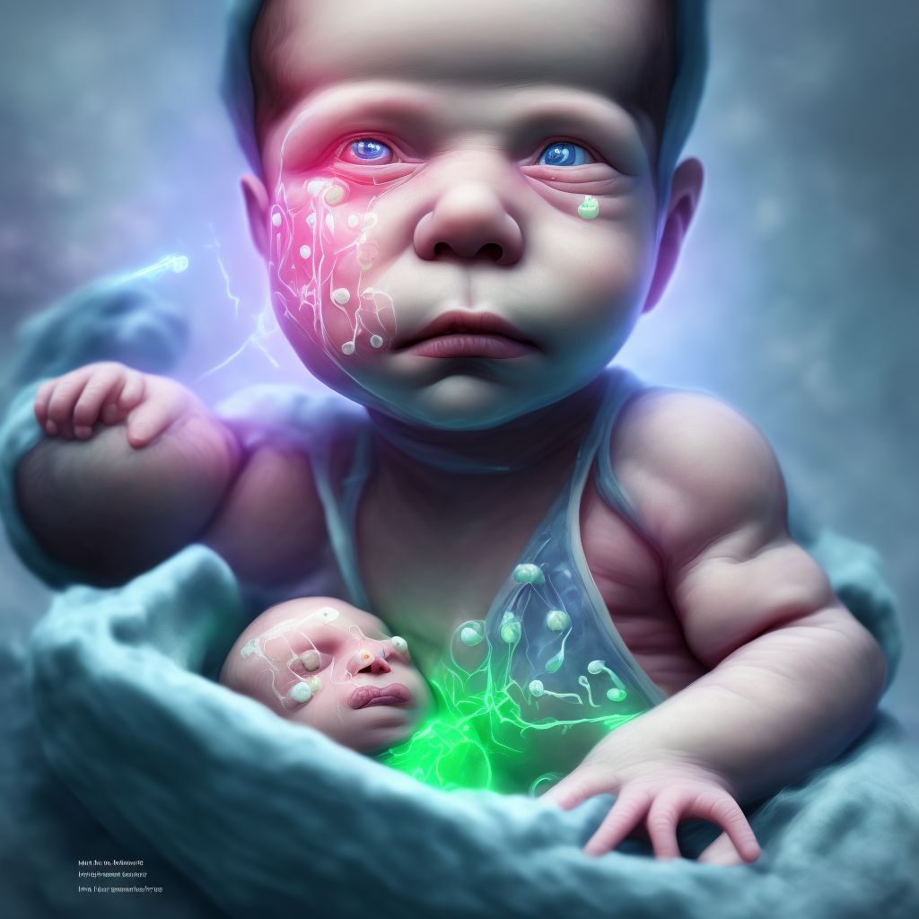 Newborn affected by maternal use of nutritional chemical substances digital illustration