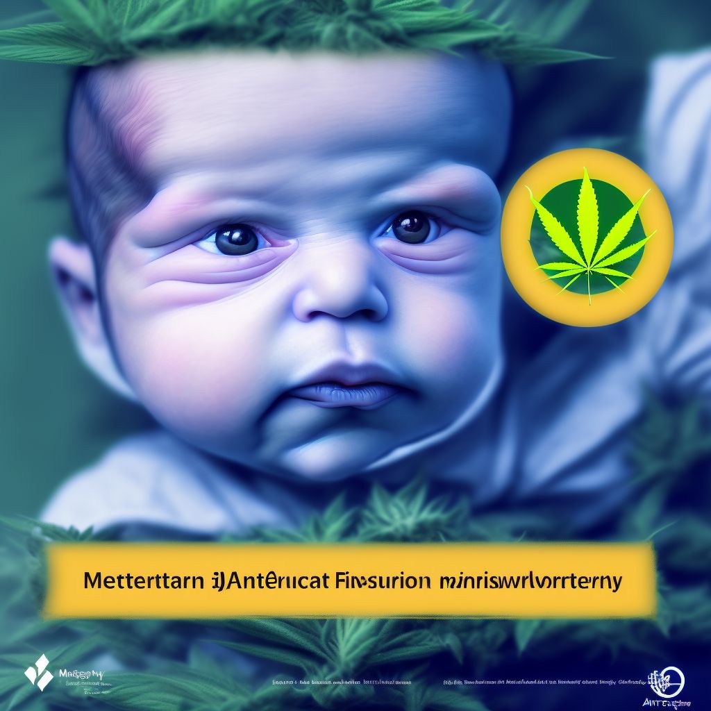 Newborn affected by maternal use of cannabis digital illustration