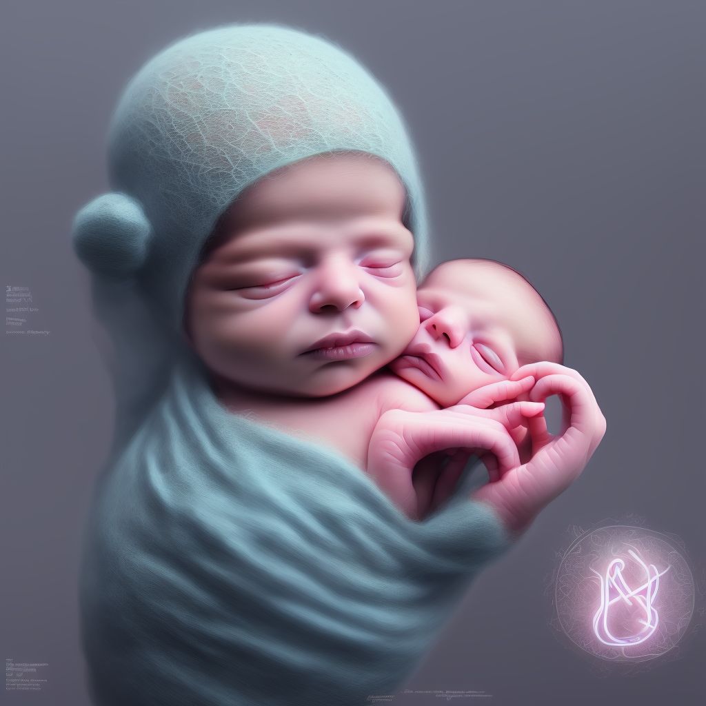 Newborn affected by fetal (intrauterine) malnutrition not light or small for gestational age digital illustration