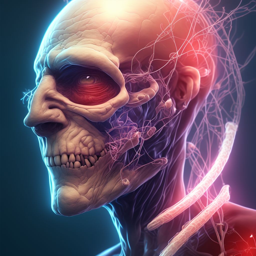 Birth injury to facial nerve digital illustration