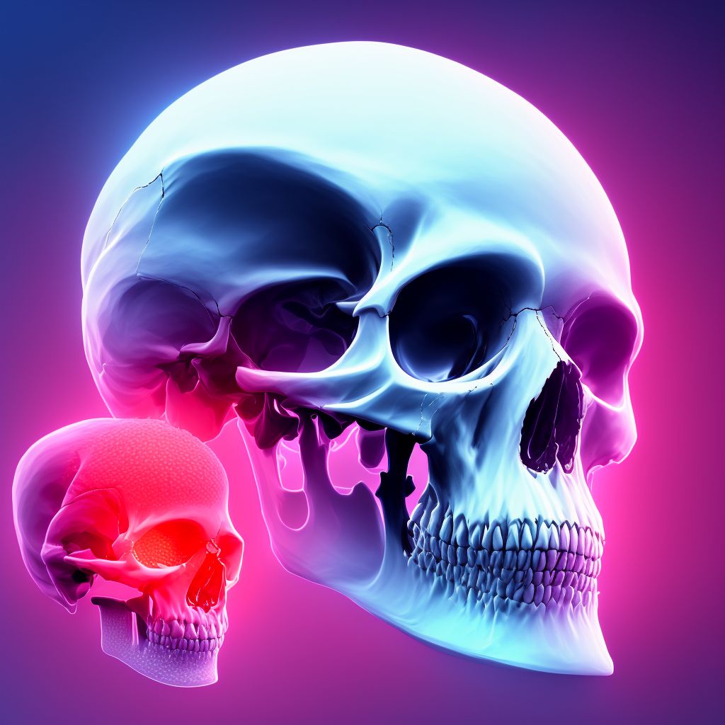 Fracture of skull due to birth injury digital illustration