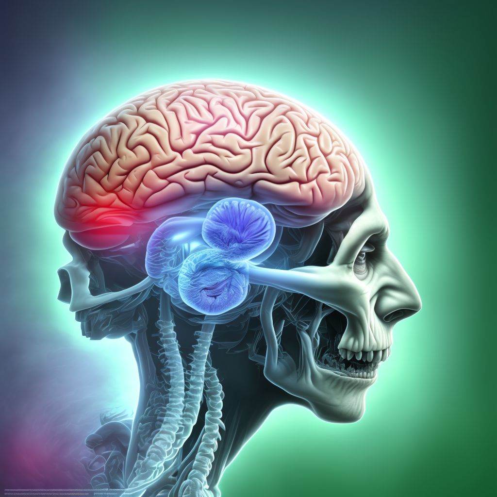 Neonatal cerebral infarction, left side of brain digital illustration