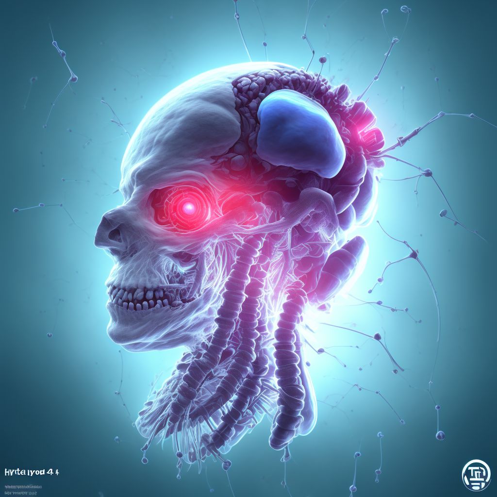 Thoracic spina bifida with hydrocephalus digital illustration