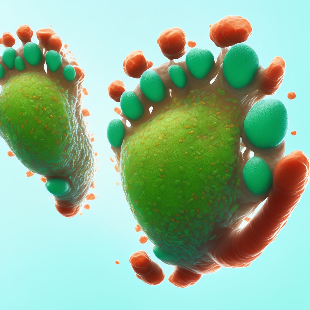 Webbed toes, left foot digital illustration