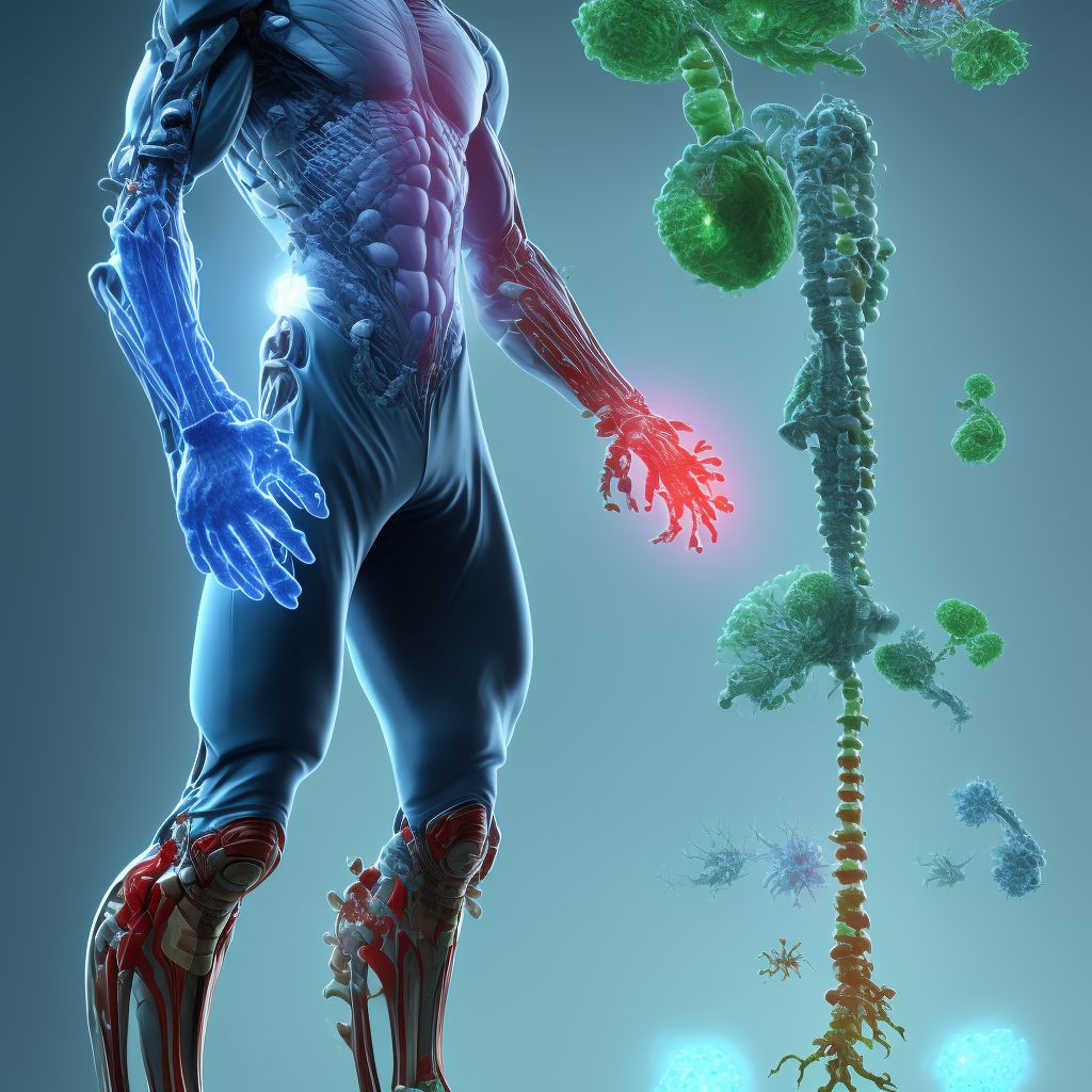 Congenital absence of both lower leg and foot, left lower limb digital illustration