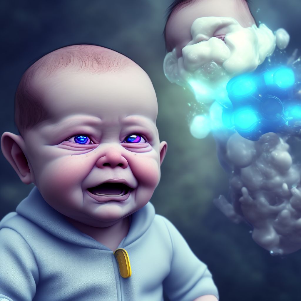 Excessive crying of infant (baby) digital illustration