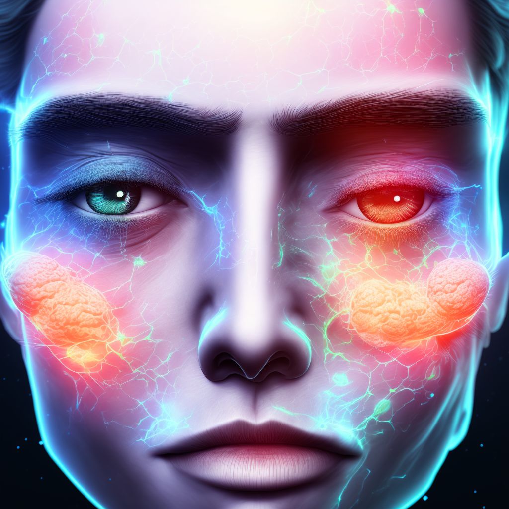 Blister (nonthermal) of right eyelid and periocular area, sequela digital illustration