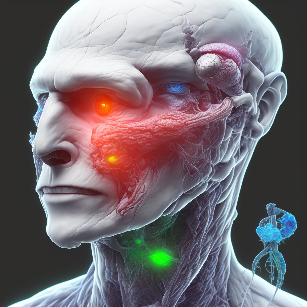 External constriction of left eyelid and periocular area, sequela digital illustration