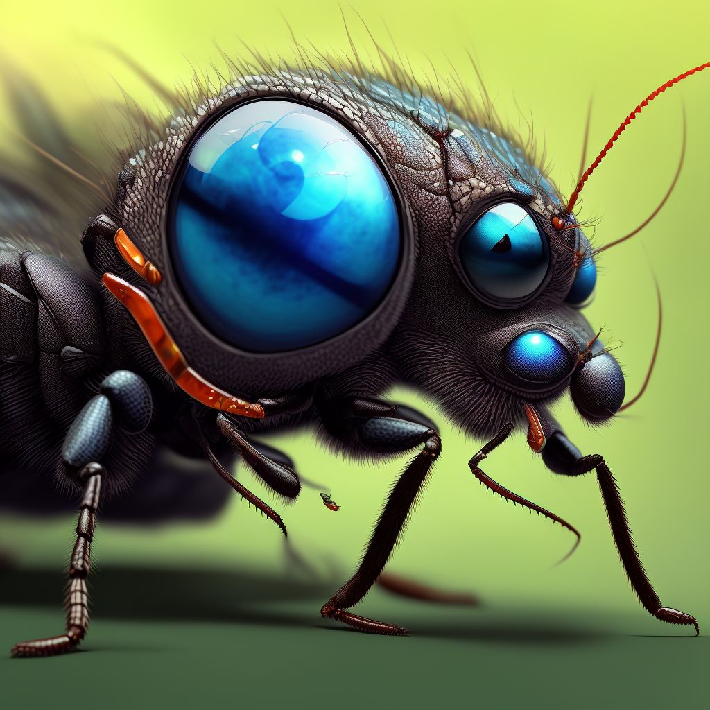 Insect bite (nonvenomous) of right eyelid and periocular area, initial encounter digital illustration