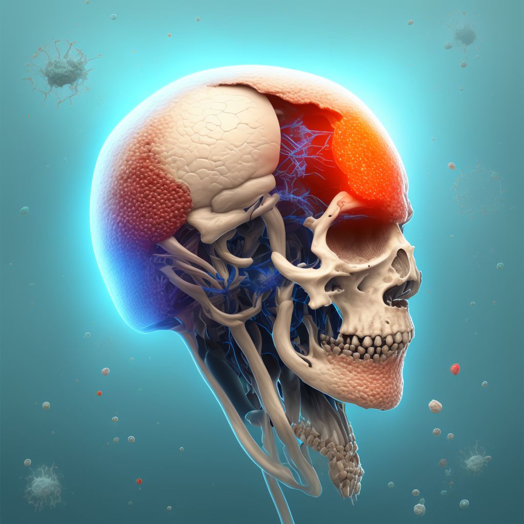 Unspecified open wound of scalp, sequela digital illustration