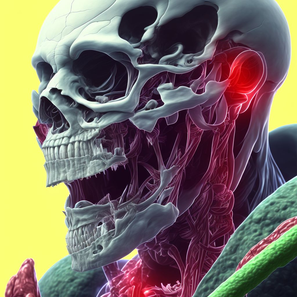 Unspecified open wound of unspecified cheek and temporomandibular area, initial encounter digital illustration