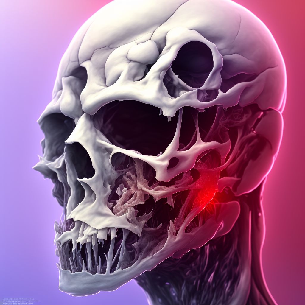 Unspecified open wound of unspecified cheek and temporomandibular area, sequela digital illustration