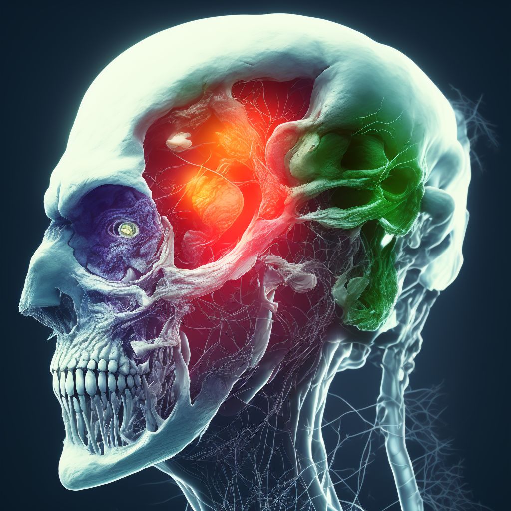 Laceration with foreign body of left cheek and temporomandibular area, subsequent encounter digital illustration