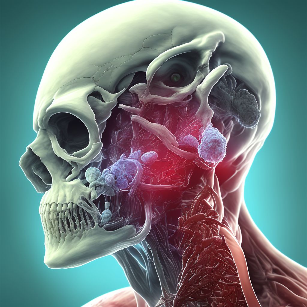 Puncture wound with foreign body of left cheek and temporomandibular area, sequela digital illustration