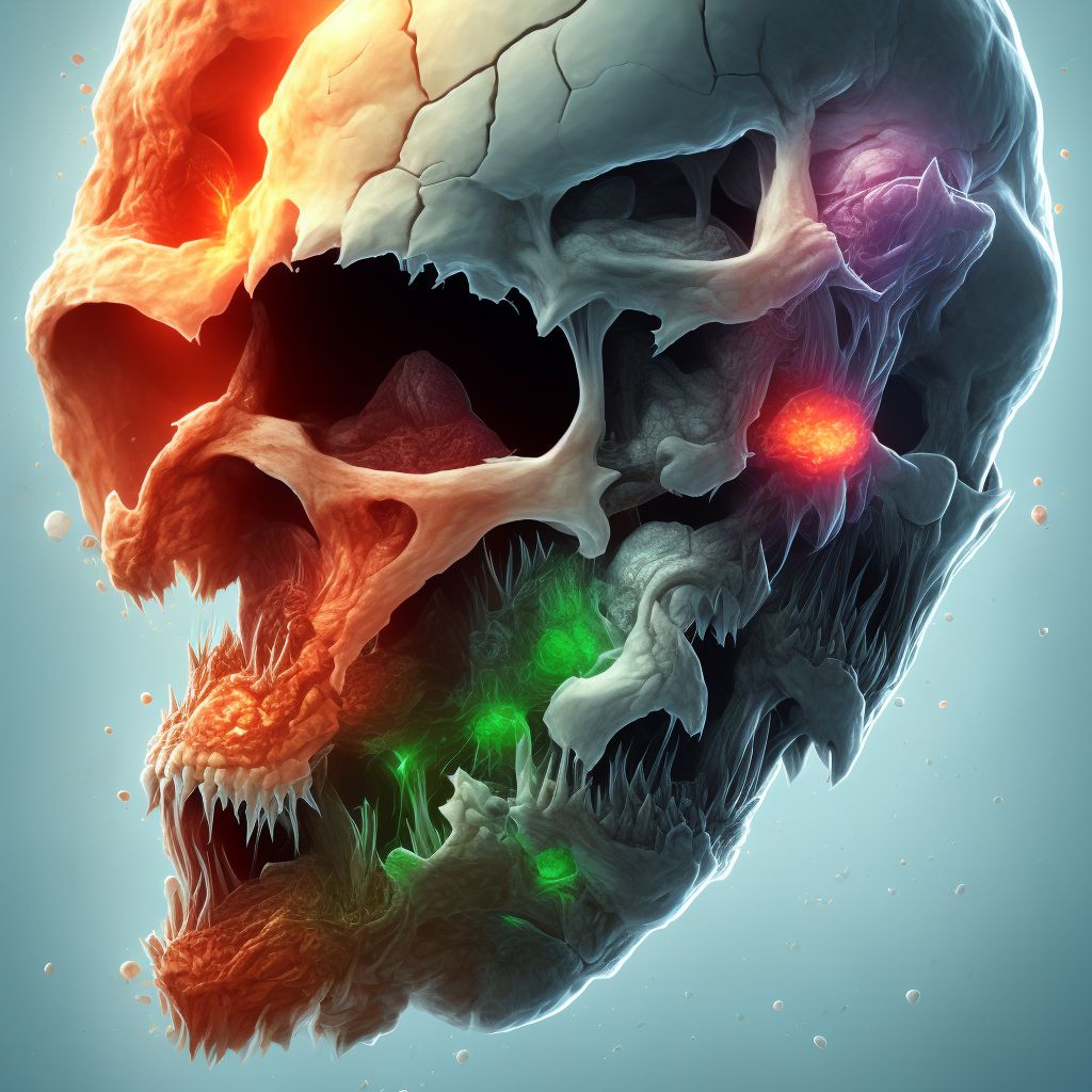 Open bite of right cheek and temporomandibular area, subsequent encounter digital illustration